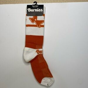 Burnies Mens Sock Sox NWT Texas Orange and White Size 6-13